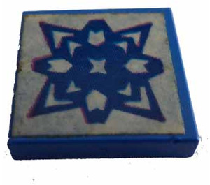 LEGO Blue Tile 2 x 2 without Groove with Blue Decoration Sticker without Groove