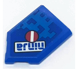 LEGO Blue Tile 2 x 3 Pentagonal with 'ninja' and White Minus Sign on Red Circle Sticker (22385)