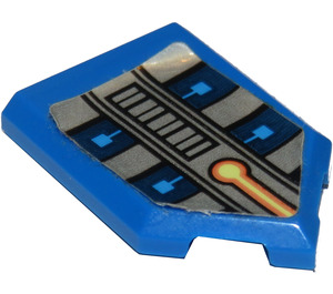 LEGO Blau Fliese 2 x 3 Pentagonal mit rot und Gelb Circuitry, Gitter und Blau Microchips Aufkleber (22385)