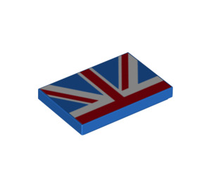 LEGO Blå Bricka 2 x 3 med Halv av Union Jack Flagga (26603 / 100586)