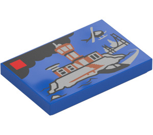 LEGO Blue Tile 2 x 3 with Police Prison Island Set Box (26603)