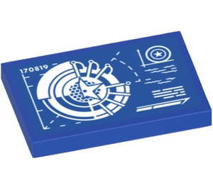 LEGO Blue Tile 2 x 3 with Shield Design Drawing and ‘170819’ Sticker (26603)