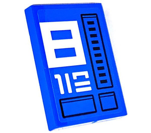 LEGO Blue Tile 2 x 3 with White '8' Sticker (26603)