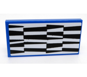 LEGO Blue Tile 2 x 4 with Black and White Design Sticker (87079)