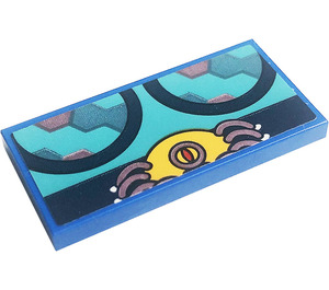 LEGO Blue Tile 2 x 4 with Circles and Spider Sticker (87079)