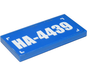 LEGO Blau Fliese 2 x 4 mit "HA-4439" Aufkleber (87079)