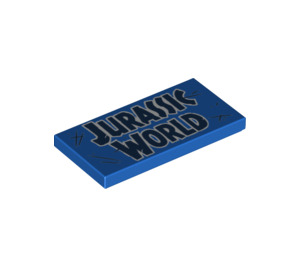 LEGO Blau Fliese 2 x 4 mit Jurassic World Sign (38145 / 87079)