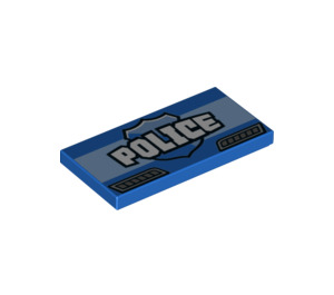 LEGO Blau Fliese 2 x 4 mit 'Polizei' (29857 / 87079)