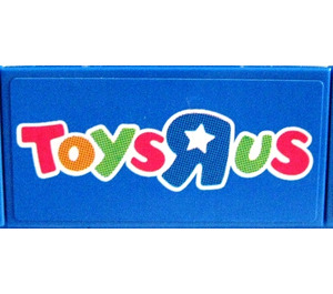 LEGO Blue Tile 2 x 4 with 'TOYS R US' Logo Sticker (87079)