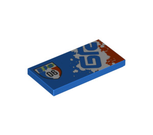 LEGO Blue Tile 2 x 4 with 'WGP 06' and 'allinol' (Left) (70144 / 87079)