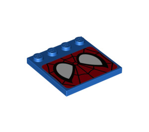 LEGO Blu Piastrella 4 x 4 con Bottoncini su Bordo con Spiderman Maschera (6179 / 21197)