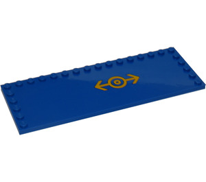 LEGO Blue Tile 6 x 16 with Studs on 3 Edges with Train Logo (Model Left) Sticker (6205)