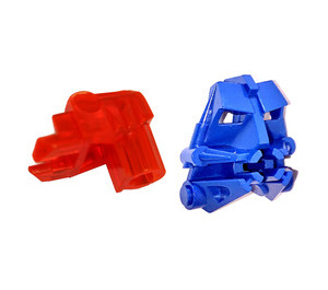 LEGO Blue Toa Head with Transparent Neon Orange eyes/brain stalk