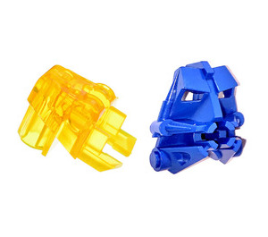 LEGO Bleu Toa Head with Transparent Neon Yellow Toa Eyes/Brain Stalk