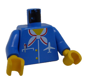 LEGO Blue Torso with Airplane Crew Member Pattern with Blue Arms and Yellow Hands (973)