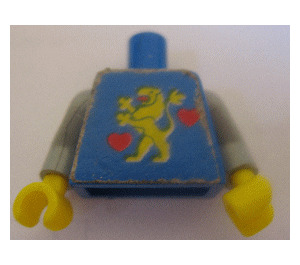 LEGO Blue Torso with Castle Guard Lion with Red Hearts Sticker (973)