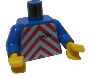 LEGO Blauw Torso met Rood en Wit Chevron Patroon en Railway logo (973)