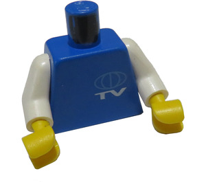 LEGO Blue Torso with TV logo with white arms and yellow hands (973)