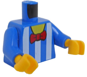 LEGO Blue Torso with White Stripes, Red Bow Tie and Low Neckline (973 / 76382)