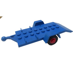 LEGO Blue Trailer for Legoland Car with Red Wheel Hubs and Tires