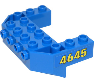 LEGO Blue Train Front Wedge 4 x 6 x 1.7 Inverted with Studs on Front Side with '4645' (Both Sides) Sticker (87619)