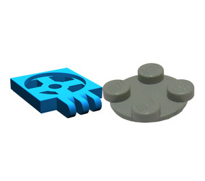 LEGO Blue Turntable 2 x 2 Plate with Hinge with Light Gray Top
