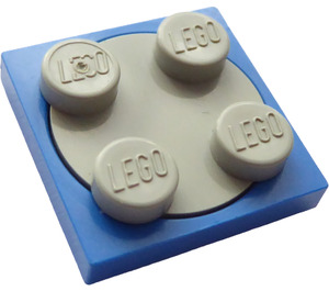 LEGO Blau Turntable 2 x 2 Platte mit Light Grau oben