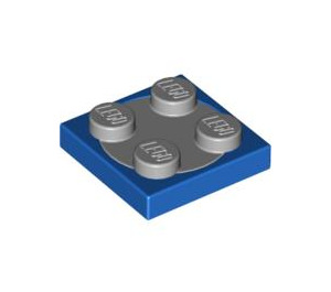 LEGO Blau Turntable 2 x 2 mit Medium Stone Grau oben (74340)