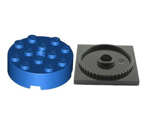 LEGO Blauw Turntable with Black Flat Base