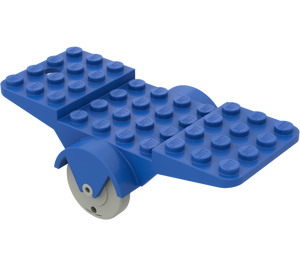 LEGO Blue Vehicle Base 10 x 4 with Two Wheels Light Gray