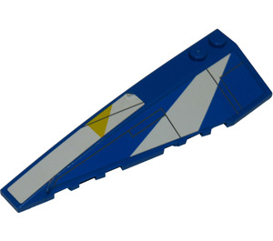LEGO Blue Wedge 10 x 3 x 1 Double Rounded Left with White and Yellow Markings Sticker (50955 / 50956)