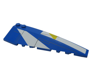 LEGO Blue Wedge 10 x 3 x 1 Double Rounded Right with White and Yellow Markings 8093 Sticker (50956)