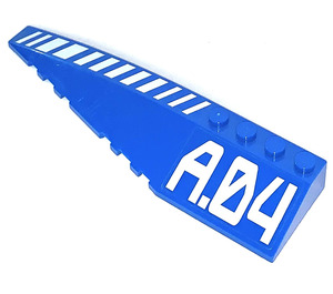 LEGO Blue Wedge 12 x 3 x 1 Double Rounded Left with 'A.04' Sticker (42061)