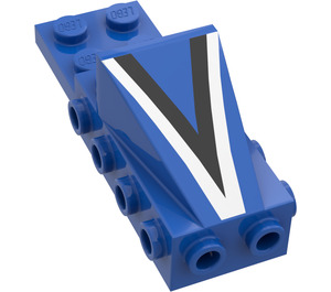 LEGO Blu Cuneo 2 x 3 con Mattoncino 2 x 4 Bottoncini laterali e Piastra 2 x 2 con Nero/Argento "V" (2336)