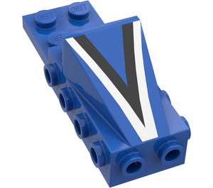 LEGO Blue Wedge 2 x 3 with Brick 2 x 4 Side Studs and Plate 2 x 2 with Black/Silver "V" (2336)