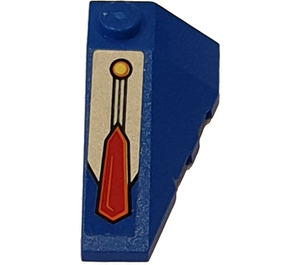 LEGO Blue Wedge 2 x 4 Triple Left with Yellow Light and Red Hexagon Sticker (43710)