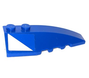 LEGO Blue Wedge 2 x 6 Double Right with White Triangle Sticker (5711 / 41747)