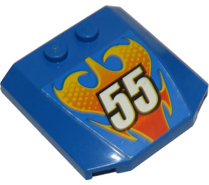LEGO Bleu Coin 4 x 4 Incurvé avec "55" Autocollant (45677)