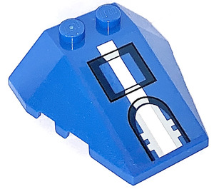 LEGO Blue Wedge 4 x 4 Triple with AT-RT Gun Turrent Sticker with Stud Notches (48933)