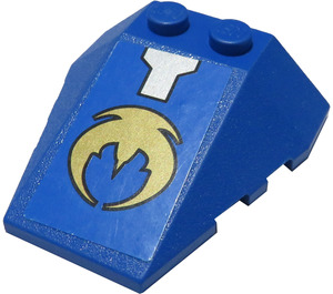 LEGO Blue Wedge 4 x 4 Triple with Silver and Gold Pattern Sticker with Stud Notches (48933)