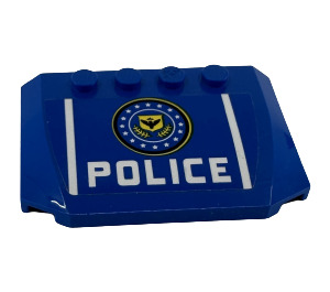 LEGO Bleu Coin 4 x 6 Incurvé avec Badge, blanc Rayures et 'Police' Autocollant (52031)