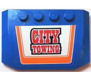 LEGO Blue Wedge 4 x 6 Curved with City Towing Sticker (52031)