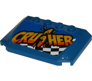 LEGO Blue Wedge 4 x 6 Curved with 'Crusher' Sticker (52031)