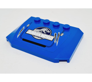 LEGO Blue Wedge 4 x 6 Curved with Jurassic World Logo and Claw Scratch Marks Sticker (52031)