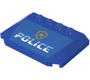 LEGO Blau Keil 4 x 6 Gebogen mit 'Polizei' und Gold Stern Abzeichen Logo Aufkleber (52031)