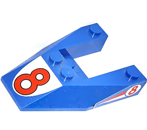 LEGO Blue Wedge 6 x 4 Cutout with "8" with '8' Sticker without Stud Notches (6153)