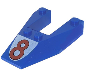 LEGO Blue Wedge 6 x 4 Cutout with "8" without Stud Notches (6153)