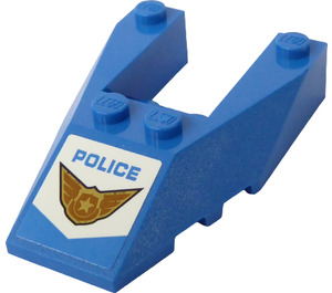 LEGO Blue Wedge 6 x 4 Cutout with 'POLICE' and Badge with Wings Sticker with Stud Notches (6153)