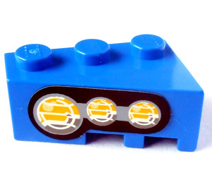 LEGO Bleu Pièce de monnaie Brique 3 x 2 La gauche avec Headlights 8462 Autocollant (6565)