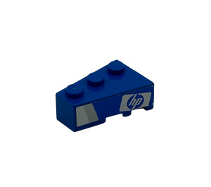 LEGO Blue Wedge Brick 3 x 2 Left with 'HP' Sticker (6565)